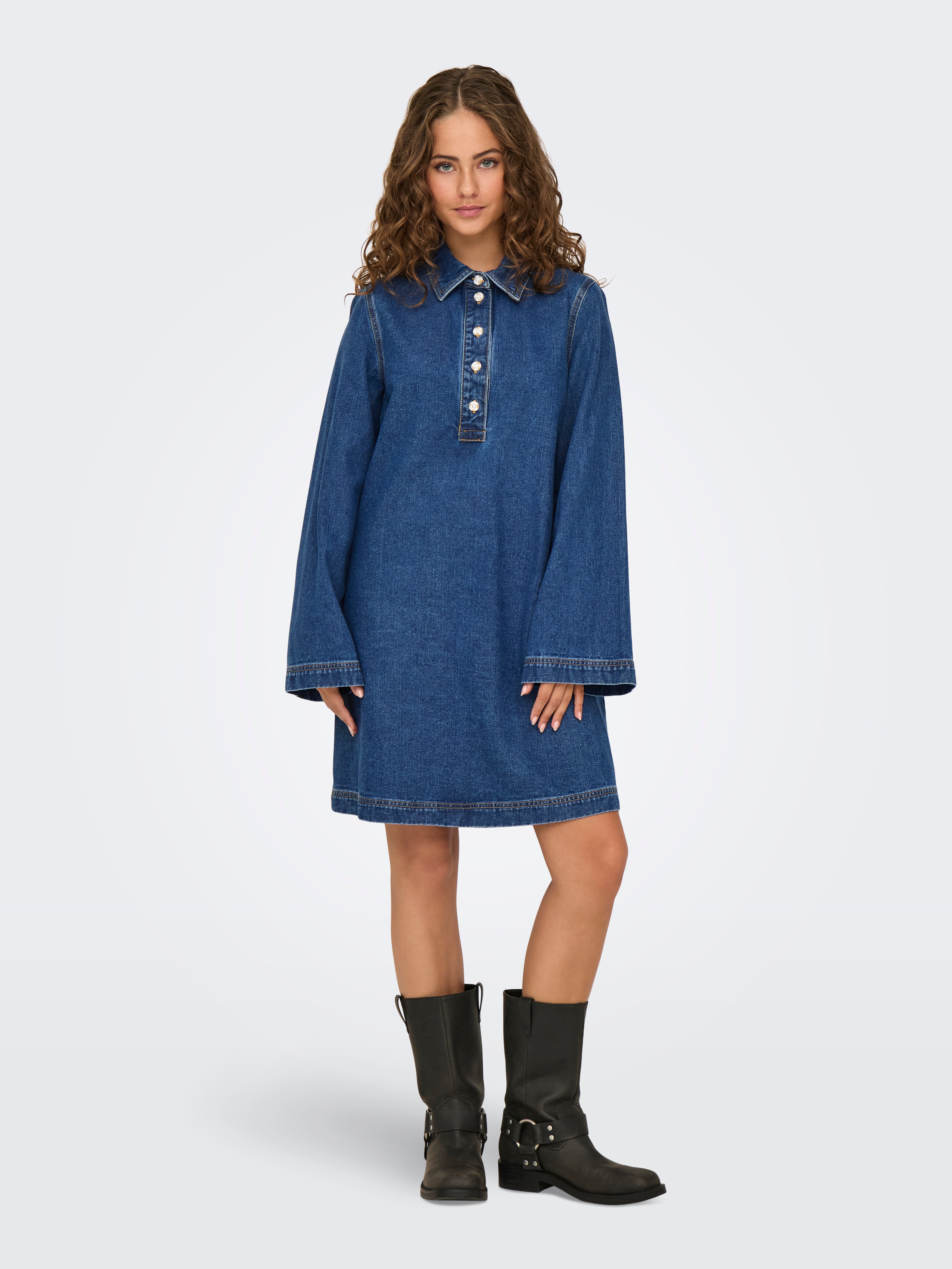 ONLFREYA Kurzes Kleid Medium Blue Denim