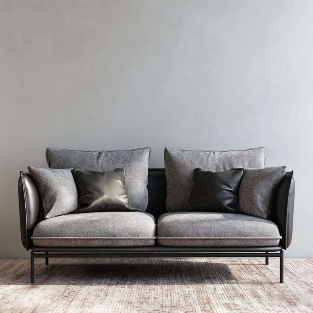 2-Sitzer-Sofa Stoff 140x80x85 cm – Dunkelgrau/Schwarz – Modernes Desig