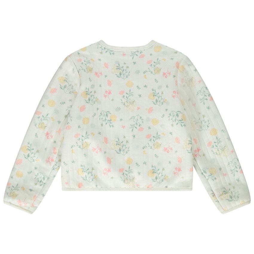 Veste matelassée imprimé floral pour fille - Ecru