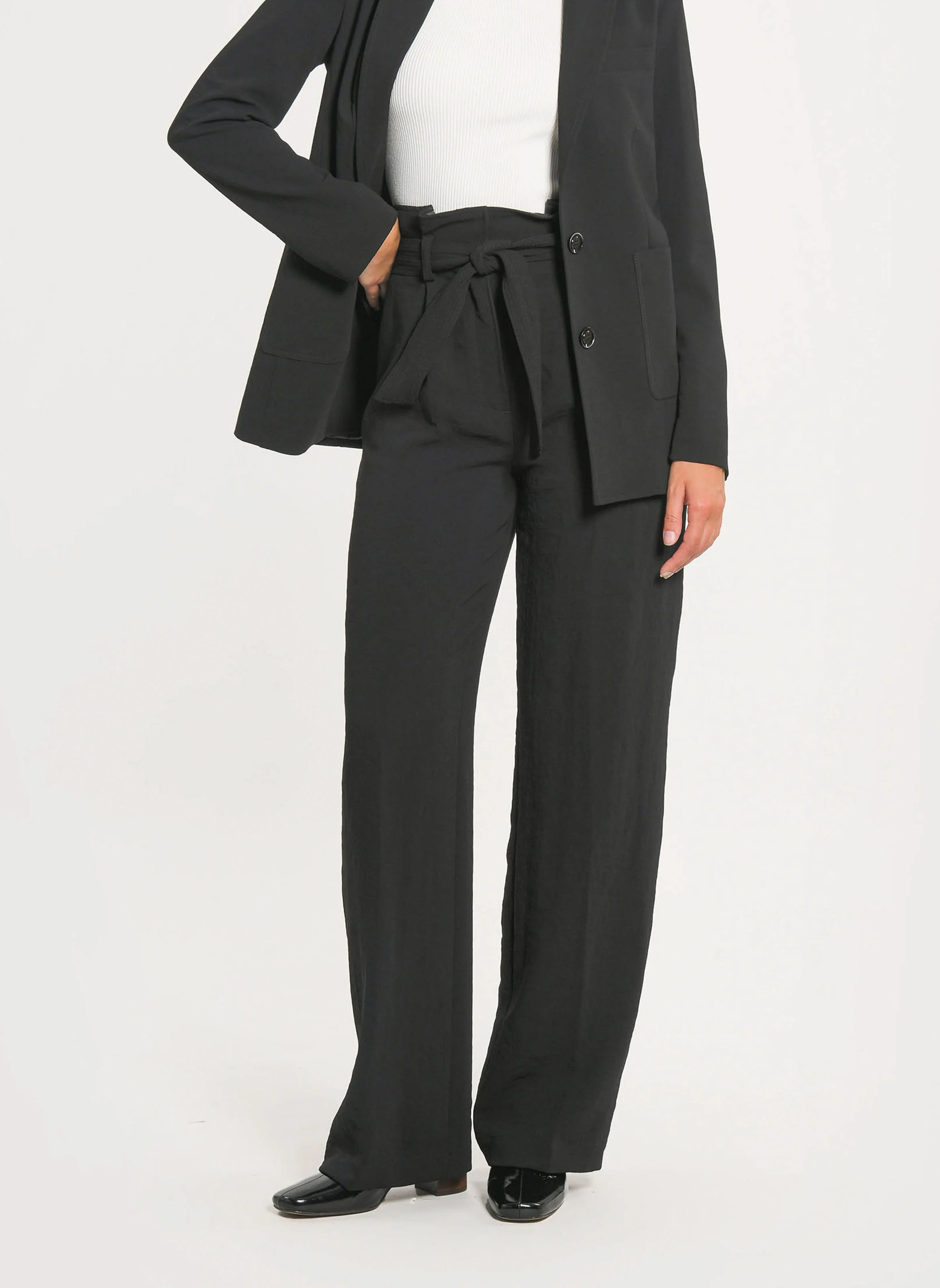 MIKA - Pantalon droit taille haute | Noir
