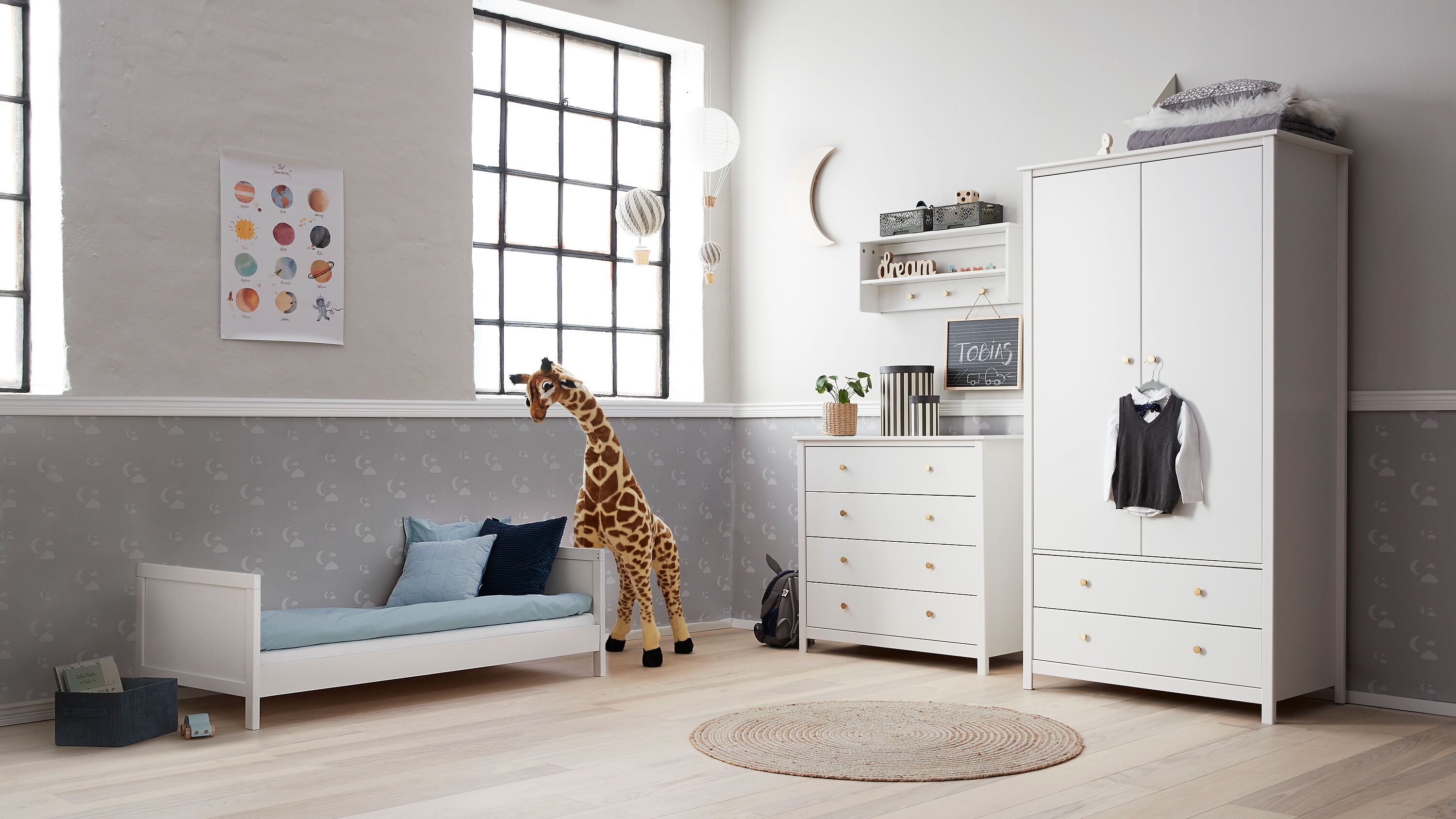 Flexa LUNA Babybett - Weiss / B: 74.6 cm x T: 144.4 cm x H: 83.6 cm