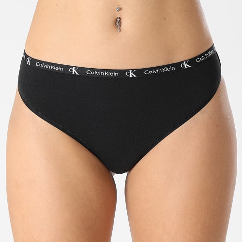 Lot De 2 Strings Femme 1996 Noir Gris Chiné