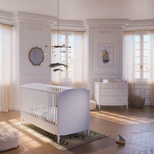 Chambre DUO Lit 70x140 + Commode LAFAYETTE Neige - THEO