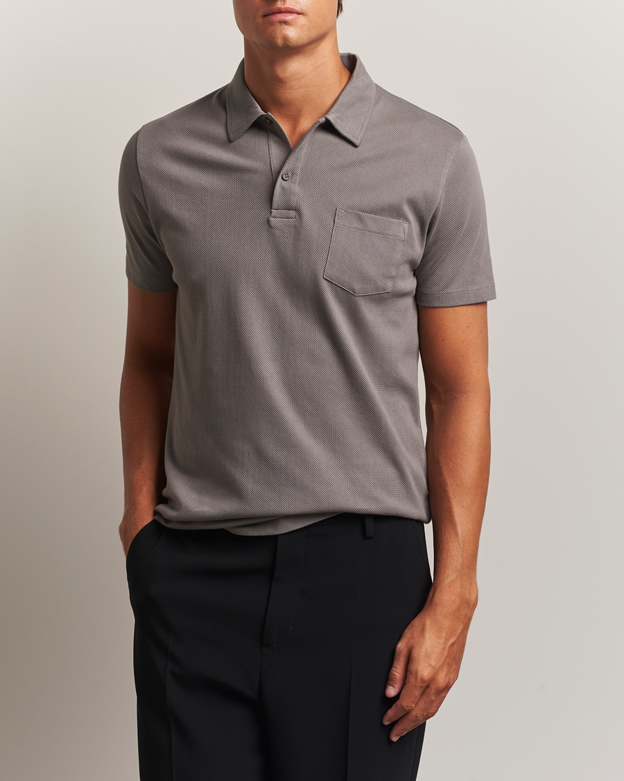Sunspel Riviera Polo Shirt Iron Grey