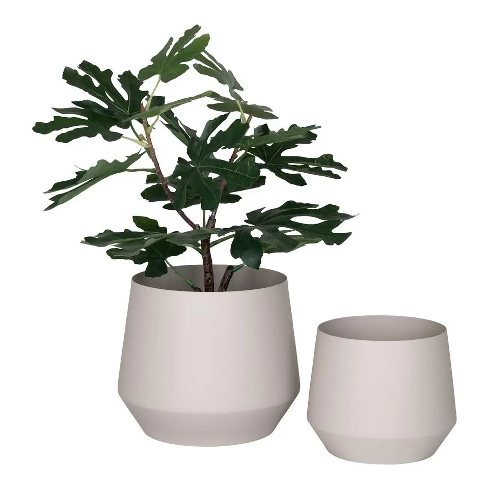 QUVIO Bloempotten – Set van 2 – Metaal – Beige