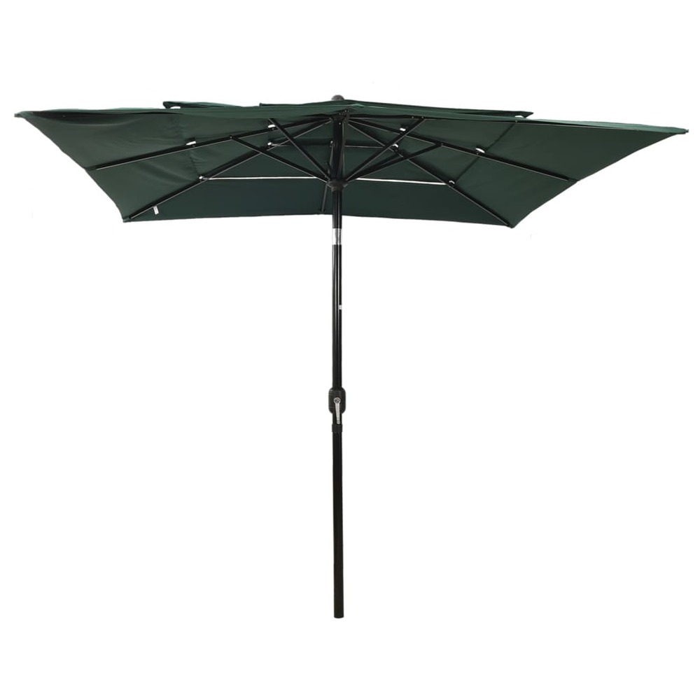 Parasol à 3 niveaux avec mât en aluminium 2,5 x 2,5 m vert