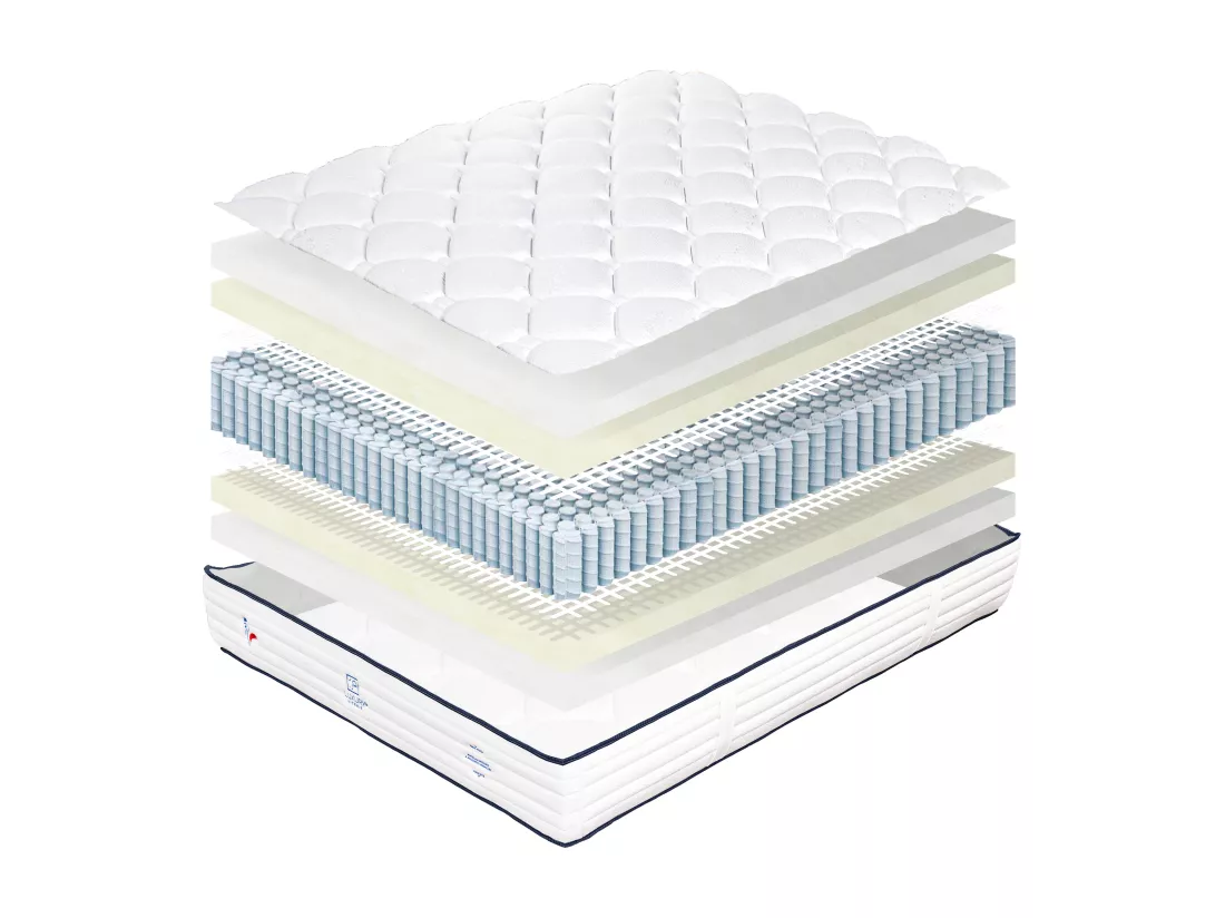 Matelas 90x190 cm, Patriote, 27cm, Ressorts Ensachés, mémoire de forme