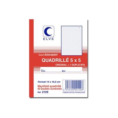 ELVE - Manifold quadrillé 5x5 - 50 dupli - 14,8 x 10,5 cm