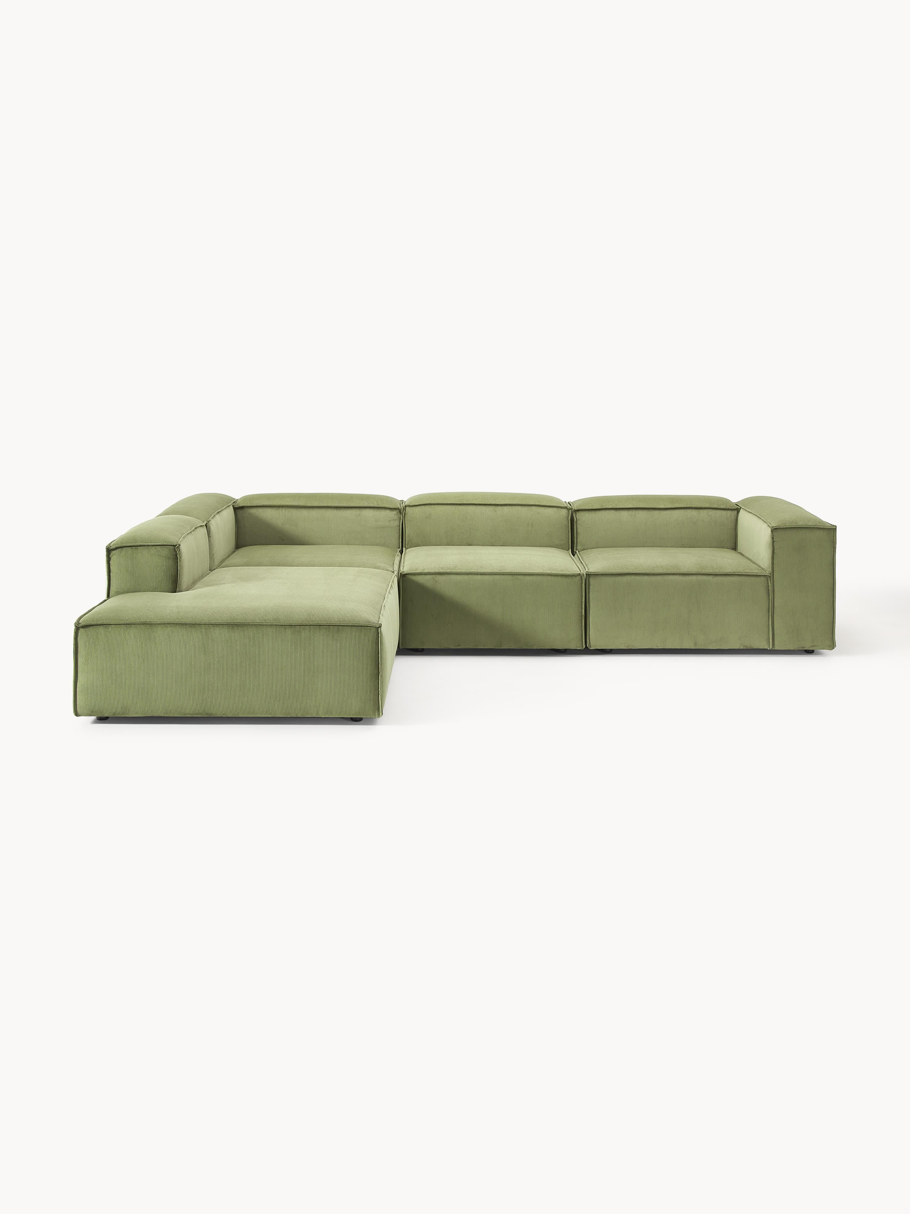 XL modulaire hoekbank van ribfluweel Lennon (4-zits)