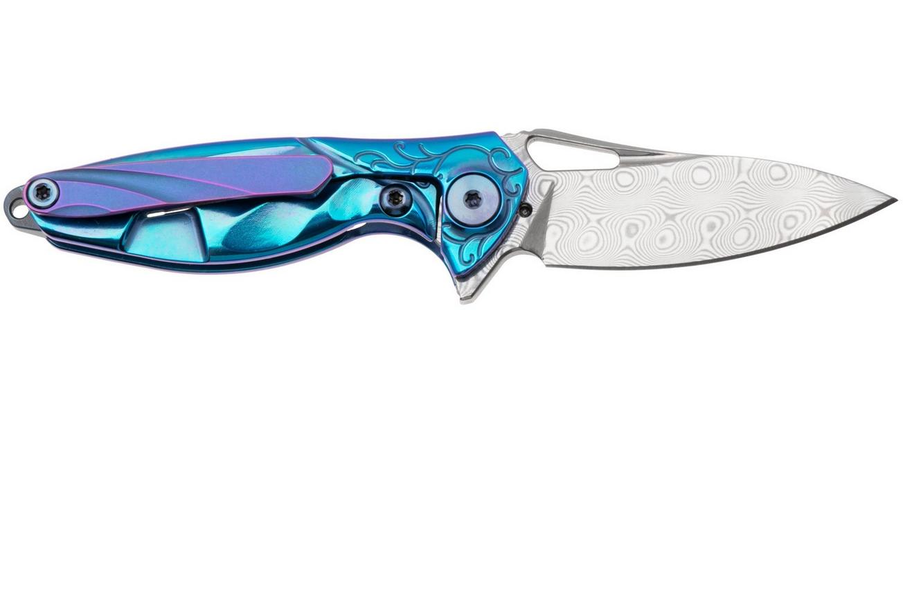 Rike Mini Hummingbird zakmes damascus, blauw