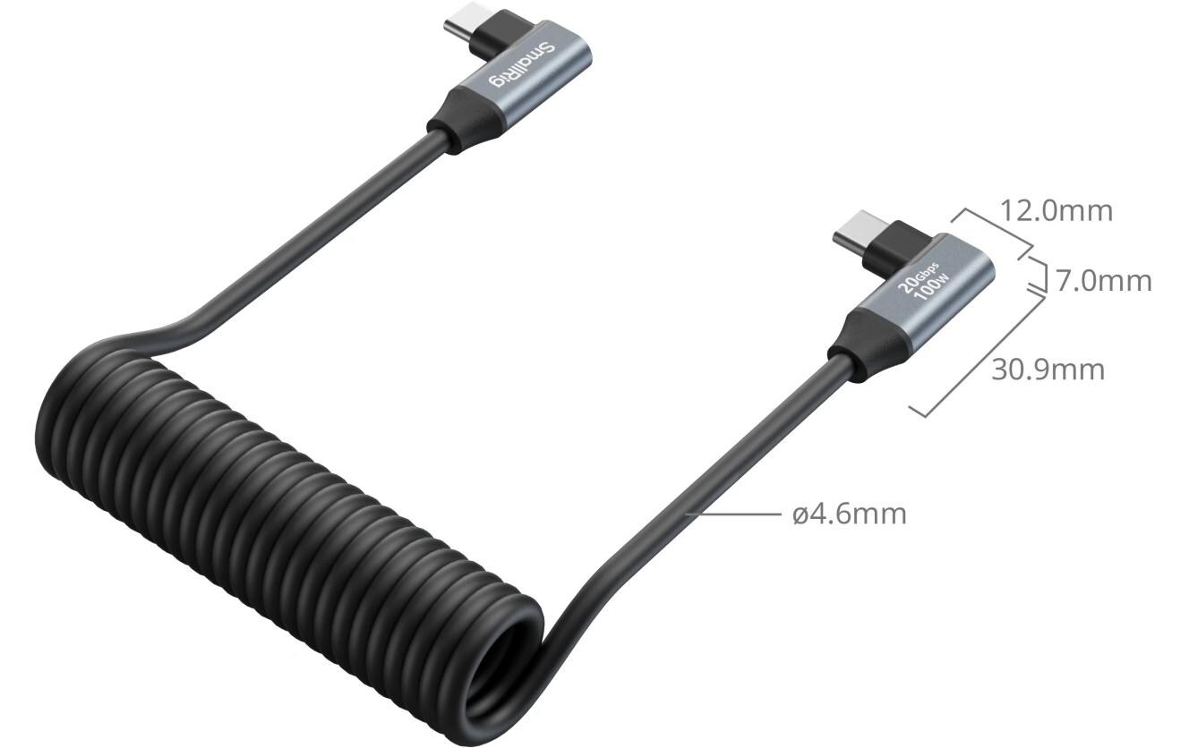 Kabel USB-C Coiled Data Cable Gewinkelt auf gewinkeltAufgewickeltes Datenkabel