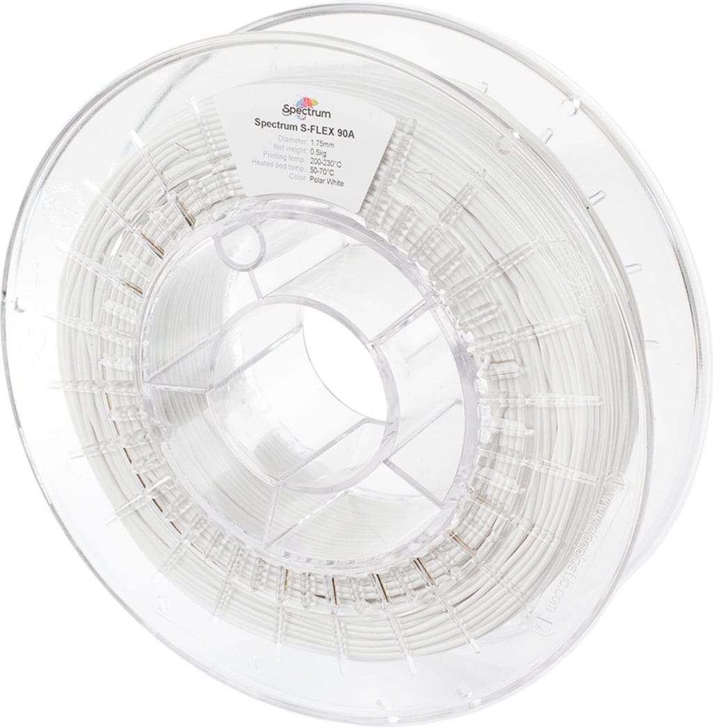 Spectrum  S-Flex 90A Polar White, 1,75 mm / 500 g    Flexibles Filament mit sehr guten Beständigkeiten