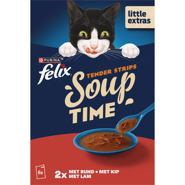 FELIX® Soup Filets met Rund, met Kip, met Lam Kattenvoer 6x48g