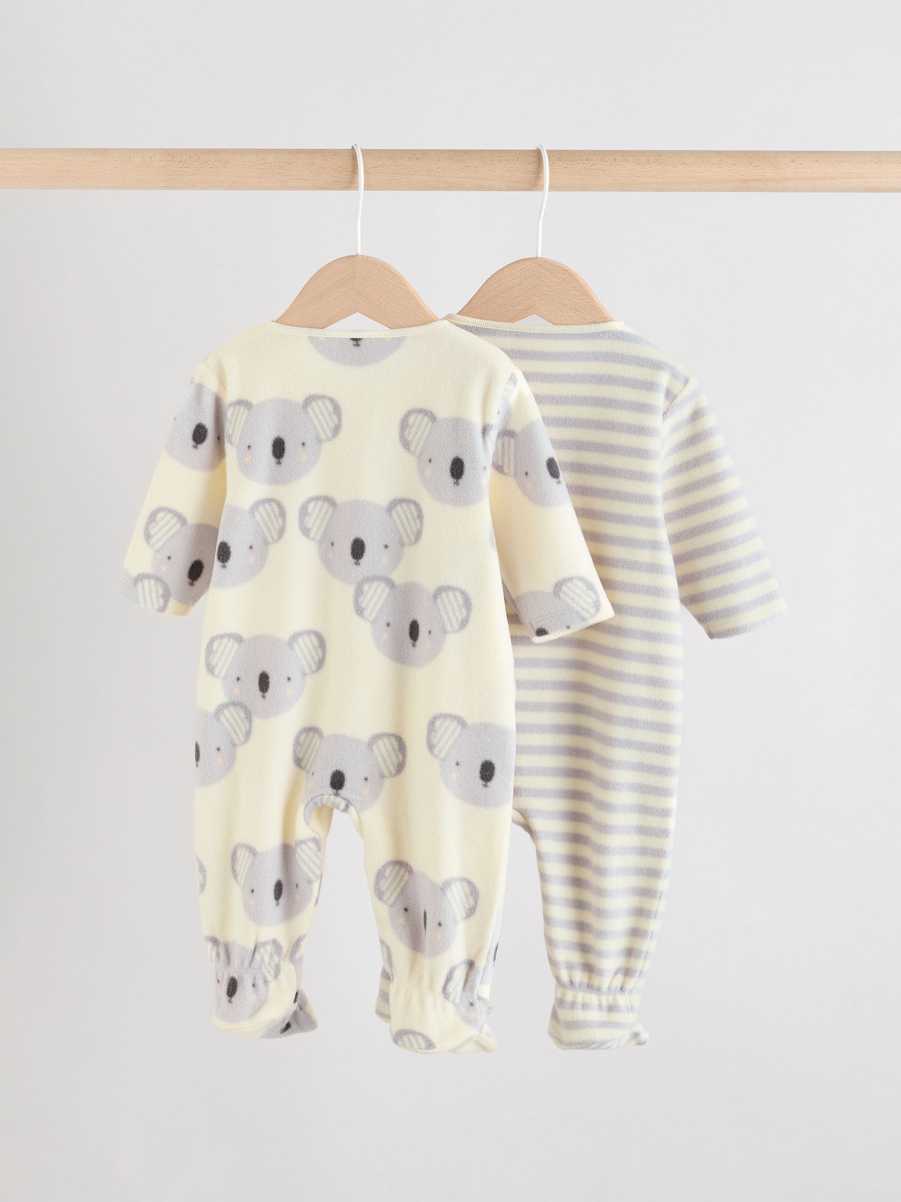 Grijs - Set van 2 baby-onesies van microfleece met tweewegrits