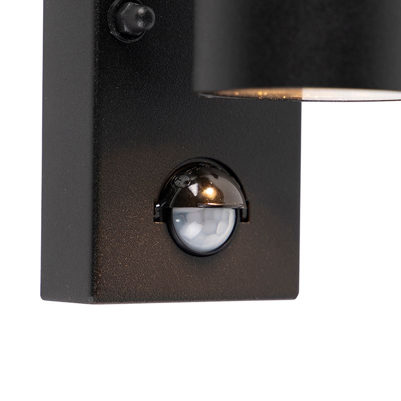 Buitenwandlamp zwart met bewegingssensor IP44 - Solo