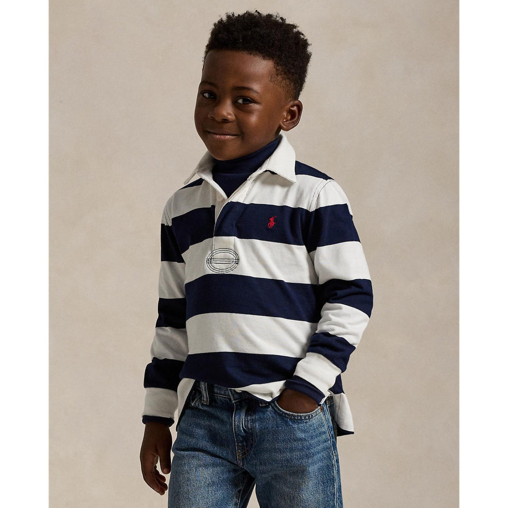 Køb Polo Ralph Lauren White/Cruise Navy Rugby Polo T-Shirt