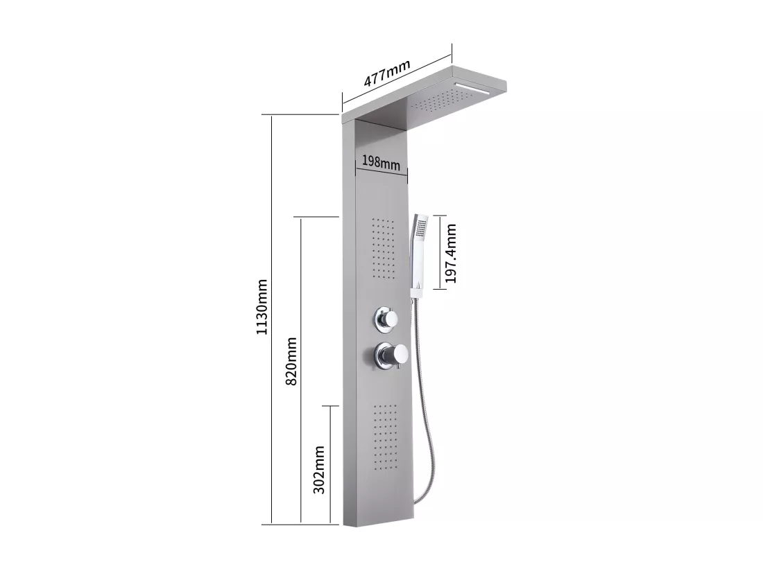 Homelody Colonne de Douche Hydromassante, Panneau de Douche Multifonction en Acier Inox a Montage Mural , chromé