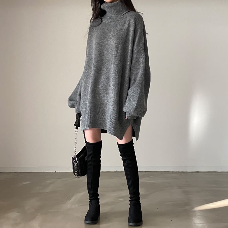 MIKIGA - Oversized truijurk met lange mouwen en coltrui