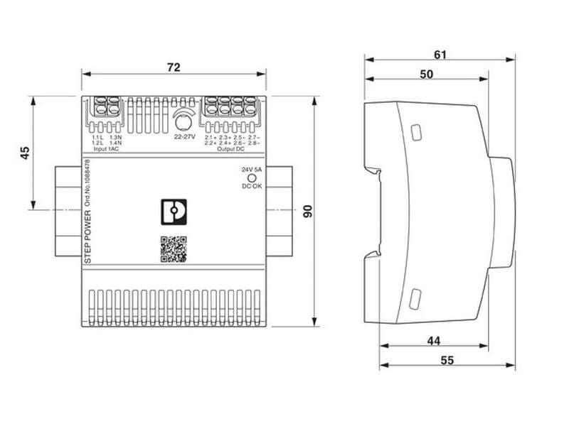 Phoenix Contact DIN-Schienennetzgerät 120 W, 24 V STEP3-PS 1AC, 24DC, 5A, Netzteil für Din Schienen montage