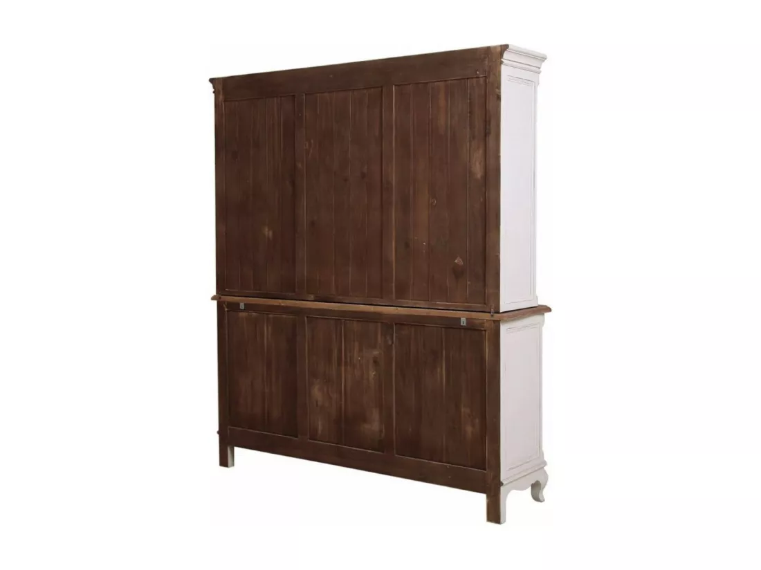 Buffet vaisselier 3 portes vitrées Bois Blanc - Château Interior's