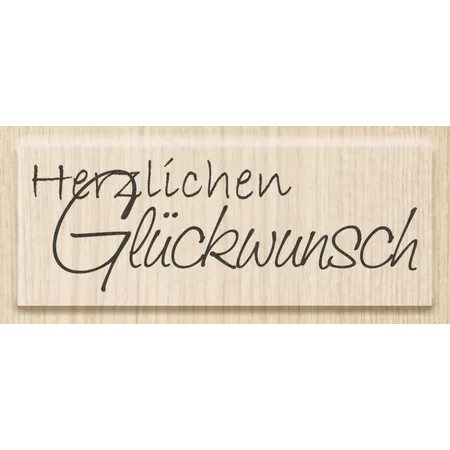 Knorr Prandell Stempel aus Holz (Glückwünsche) 6,5 x 2,3 cm, Motiv: Herzlichen Glückwunsch