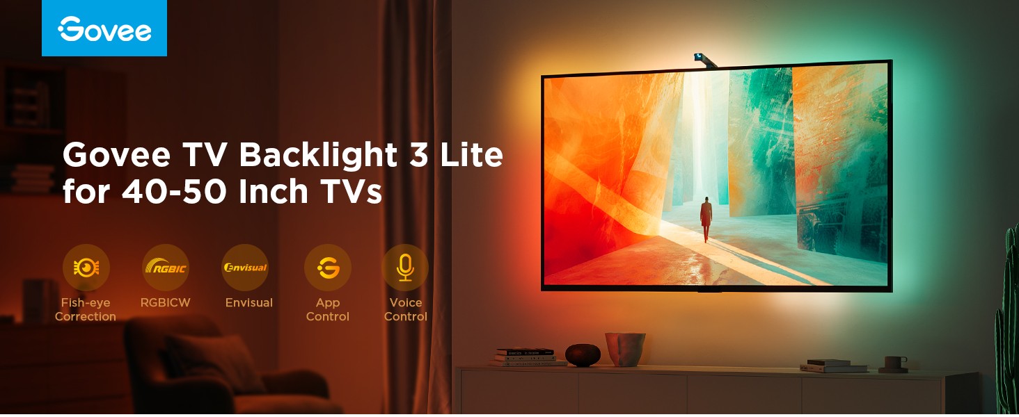Govee - TV Baggrundsbelysning 3 Lite (40–50 tommer) – Forbedret Lys til Din Underholdningsoplevelse