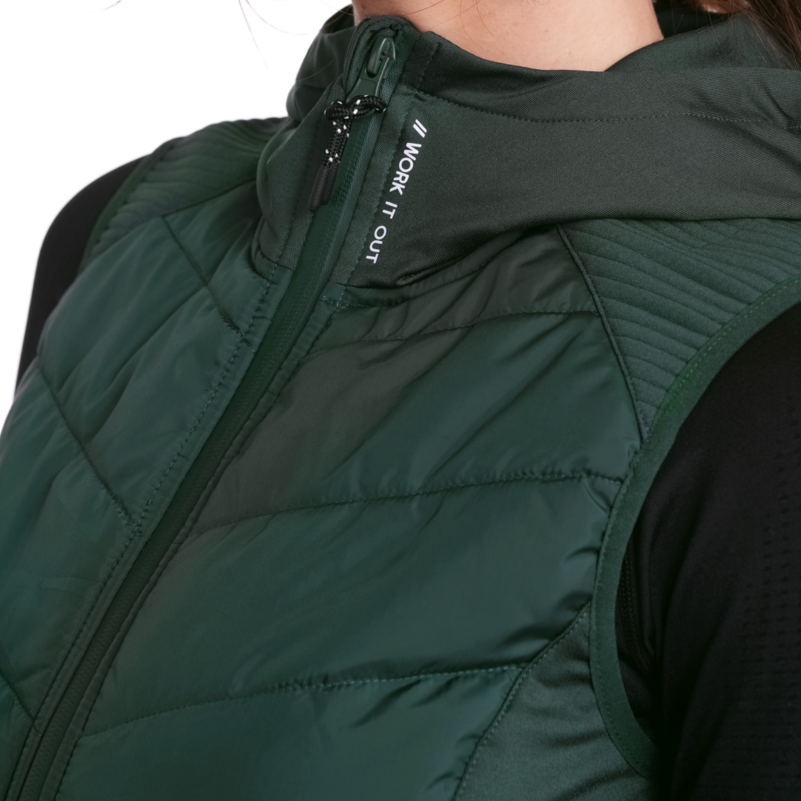 Gina Sports Damen Sport-Weste mit Kapuze dunkelgrün