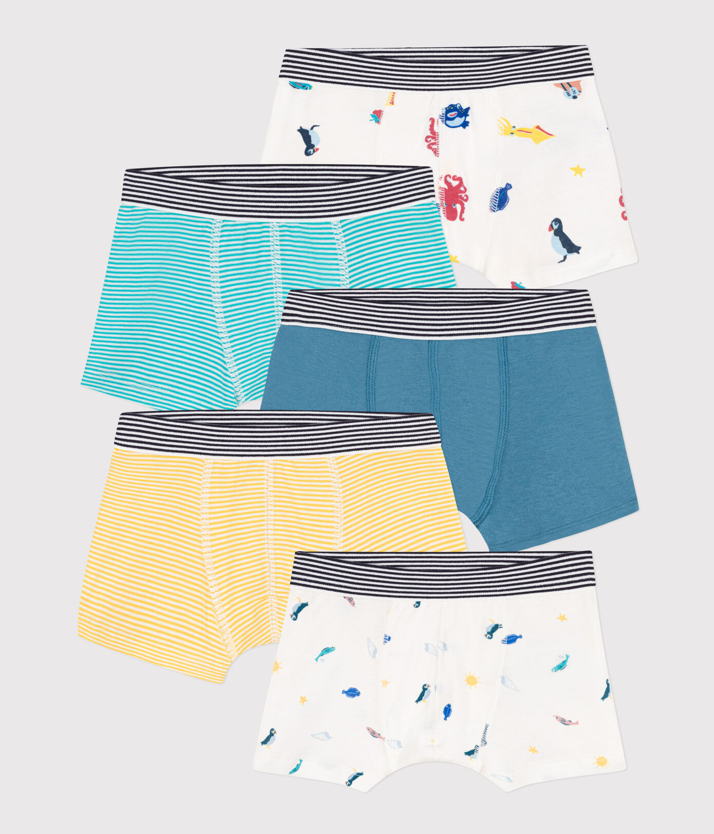 Lot de 5 boxers en coton petit garçon