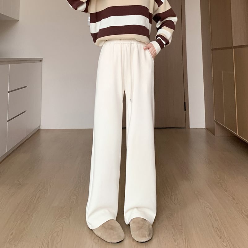 Jaqmine - Hoge taille effen wijde broek