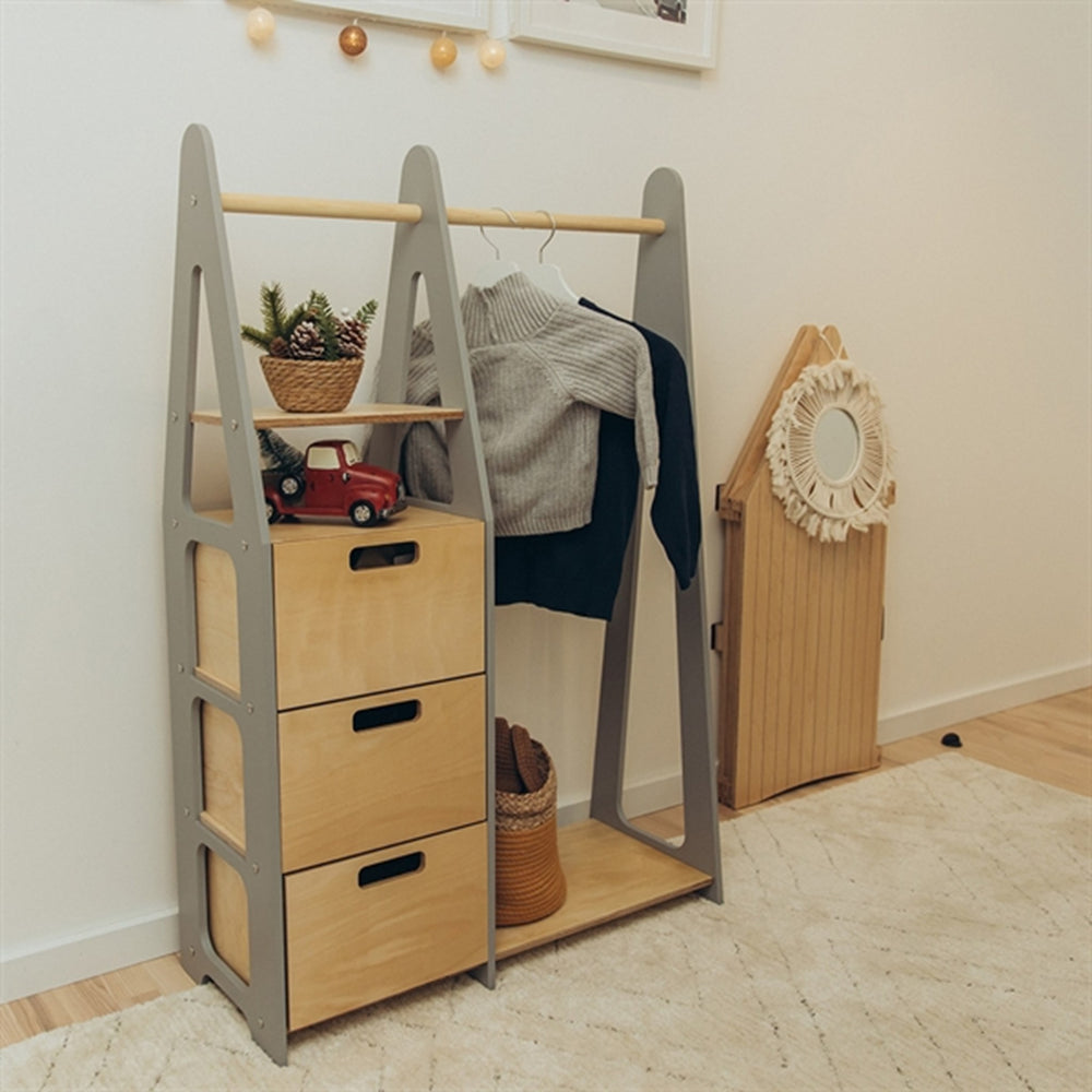 Køb Duck Woodworks Børnegarderobe m. Skuffer Grey