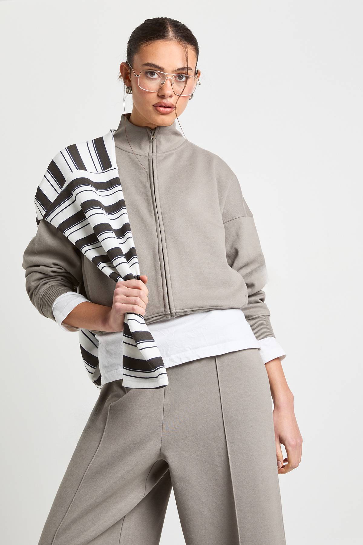 boohoo Survêtement interlock à fermeture éclair intégrale et col entonnoir