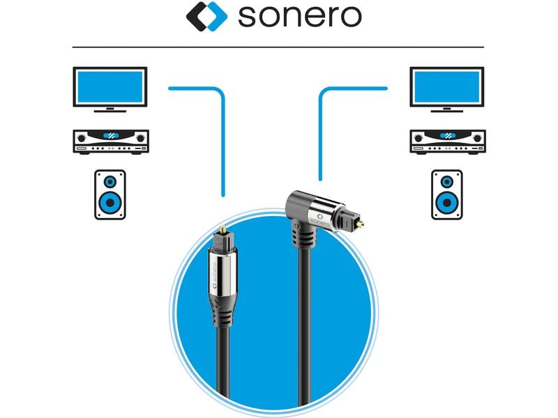 sonero Audio-Kabel Toslink - Toslink 2 m Optisches Toslink-Kabel mit einem abgewinkelten Stecker