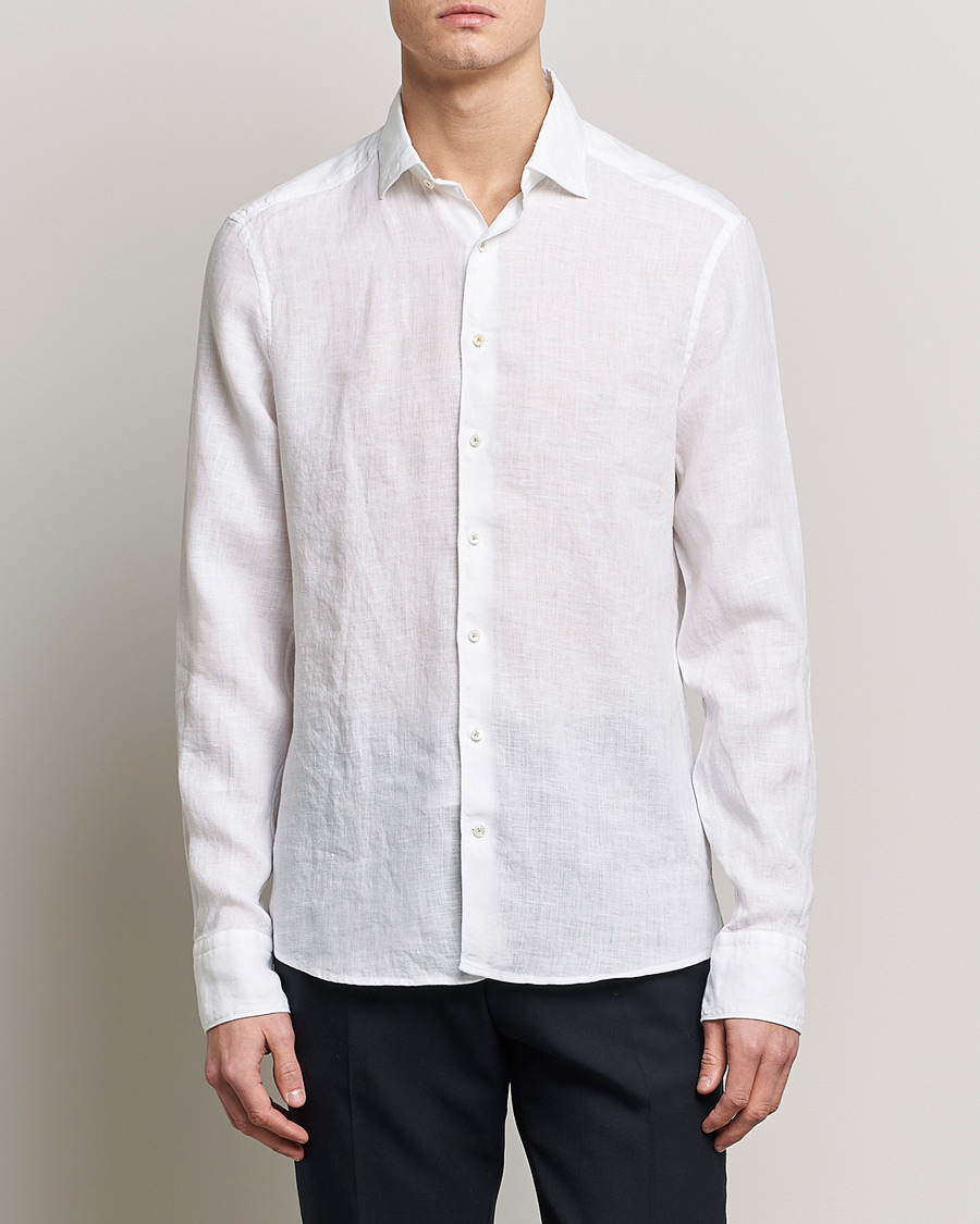 Stenströms Slimline Cut Away Linen Shirt White