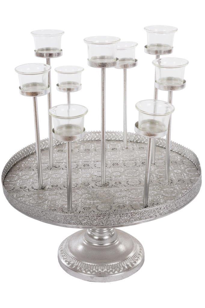 Teelichthalter MUKI - silber - Metalltablett - 40x46 cm