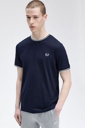 Fred Perry M1588 Twin Tipped T-shirt Donkerblauw M1588-795 kopen