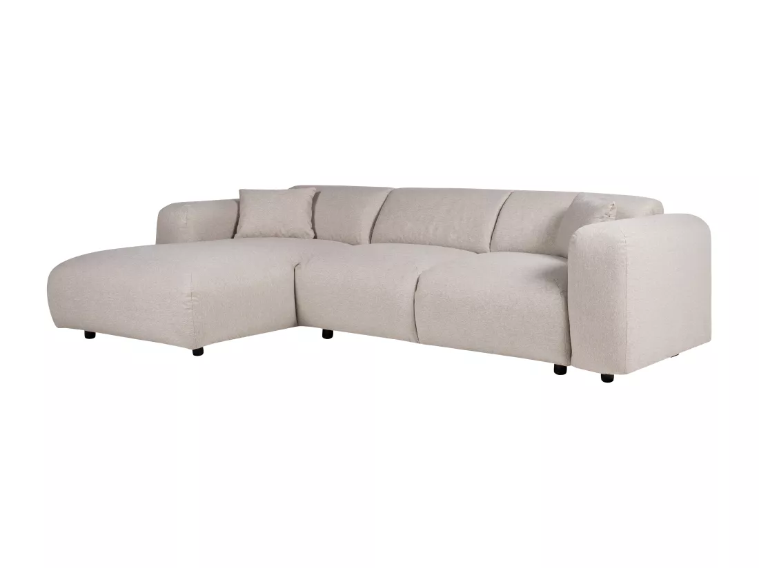 Grand canapé d'angle gauche en tissu chiné beige POGNI de Maison Céphy