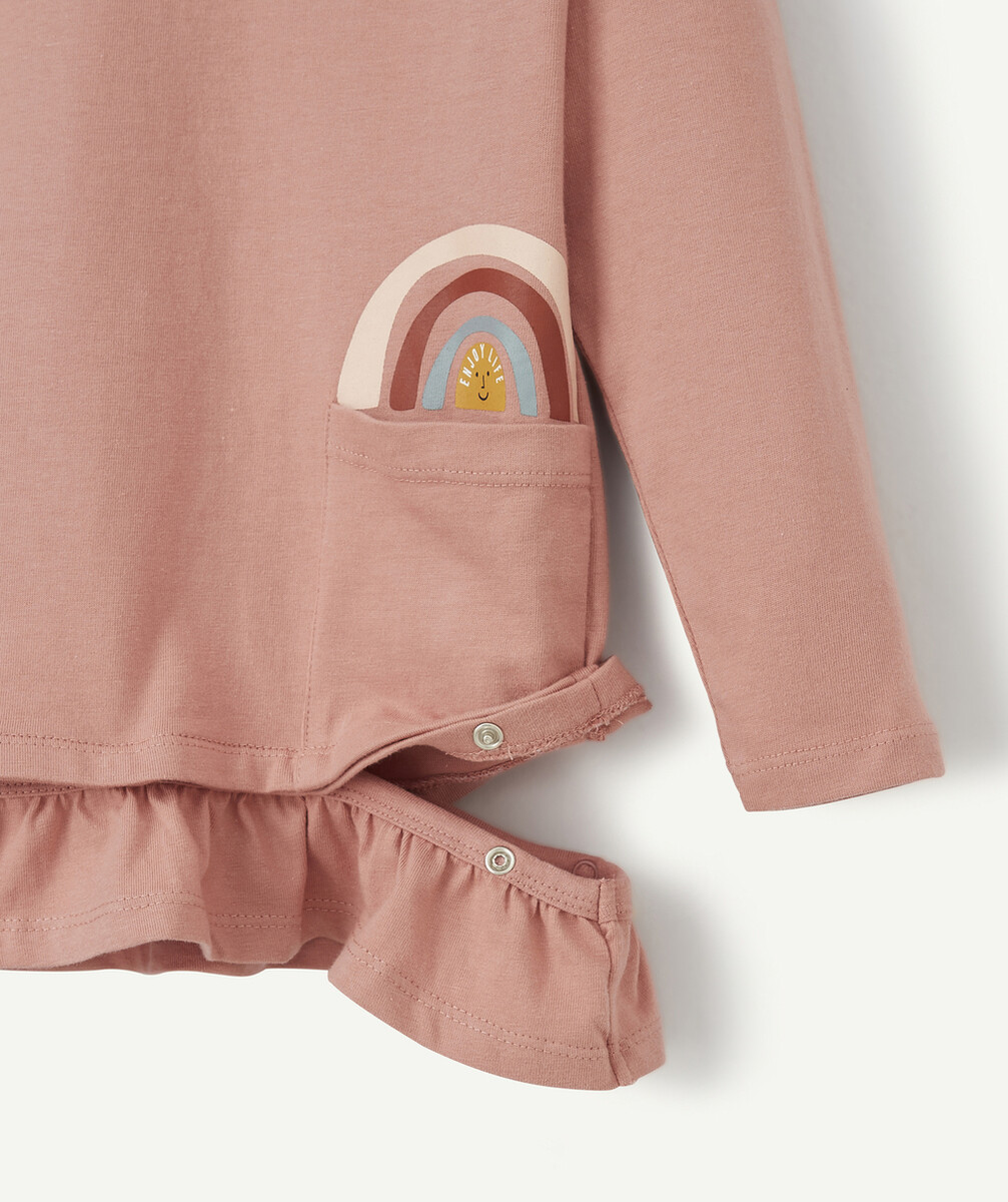 LE T-SHIRT ÉVOLUTIF MANCHES LONGUES VIEUX ROSE EN COTON PIMA