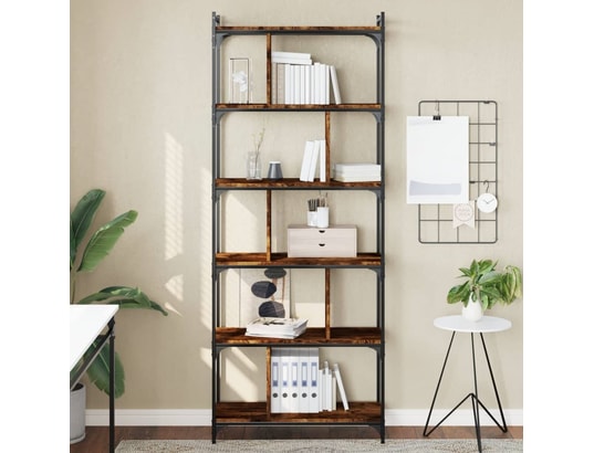 VIDAXL - Bibliothèque 6 niveaux chêne fumé 76x32x192cm bois d'ingénie...