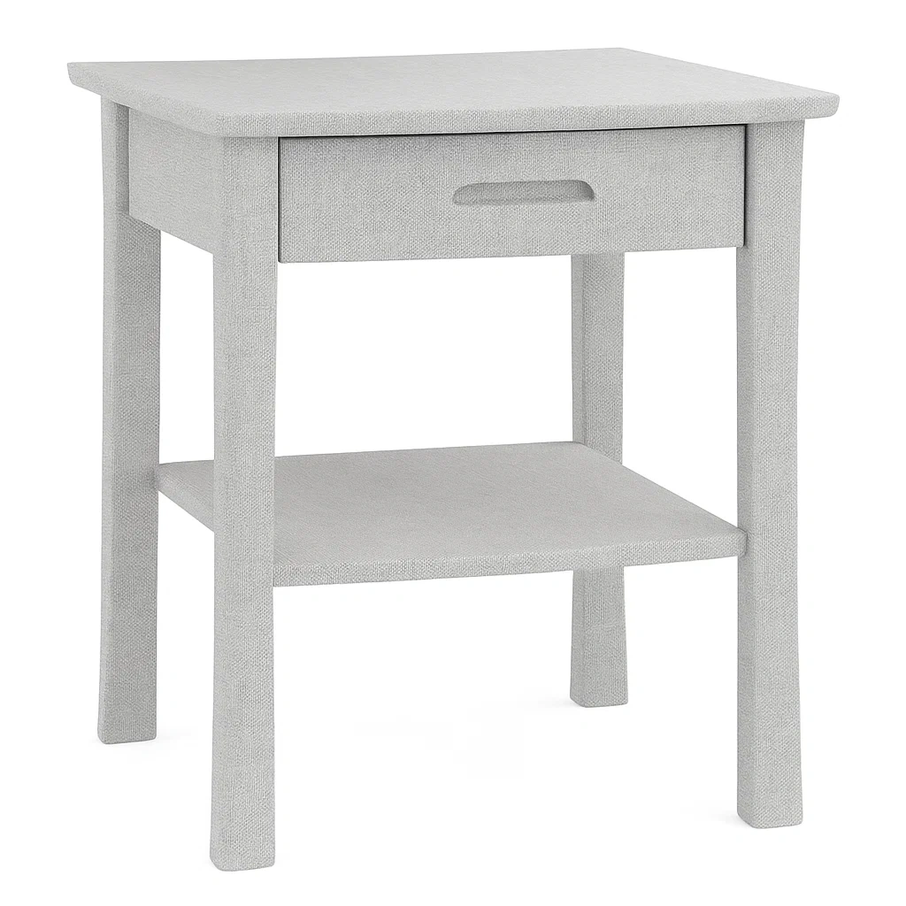 Table de chevet en bois avec tiroir et étagère gris