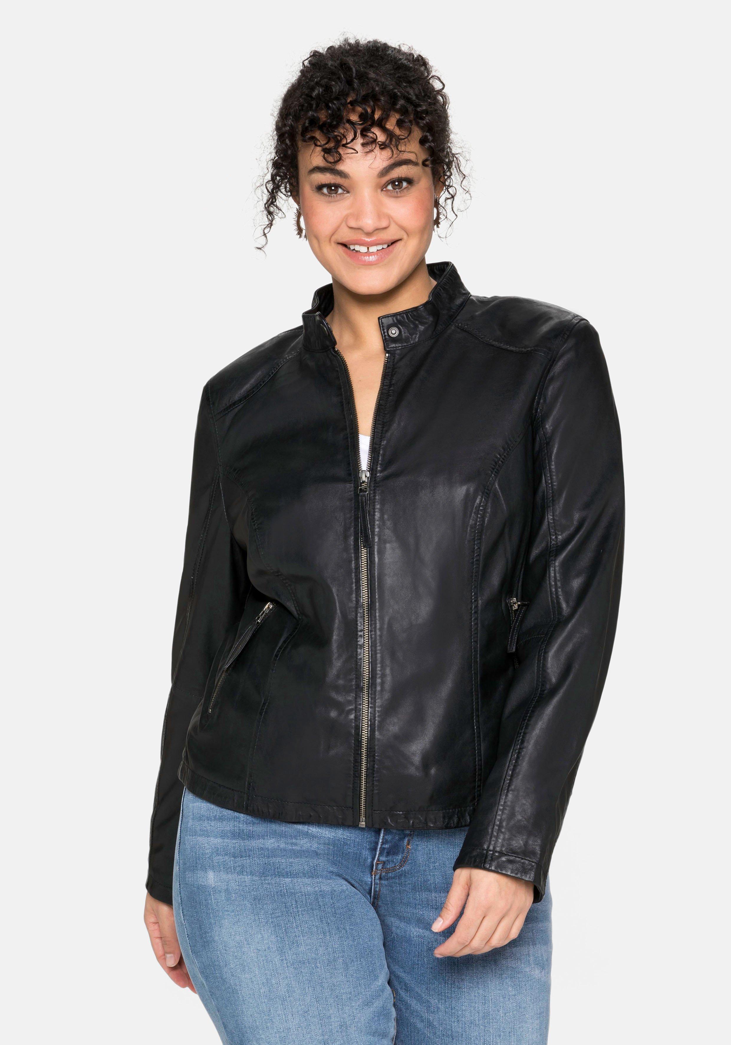 Lederjacke aus Lammnappa, mit Stehkragen