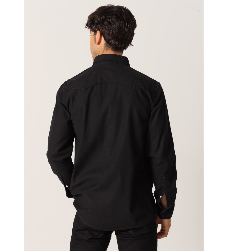 Camisa de manga comprida Six Valves em jeans preto