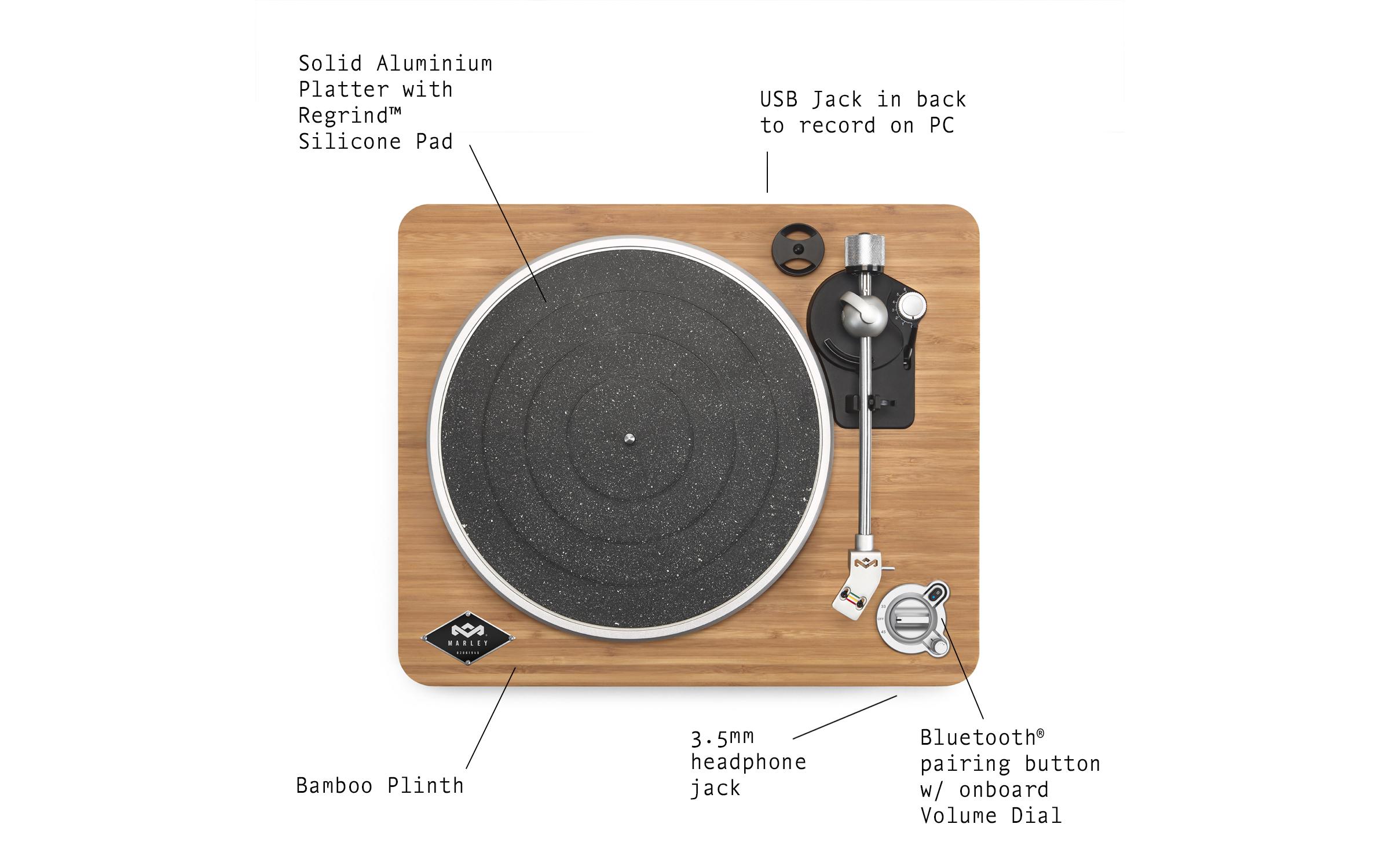 Plattenspieler mit Bluetooth Stir it Up Wireless Braun<br>Plattenspieler mit integriertem Vorverstärker und WiFi