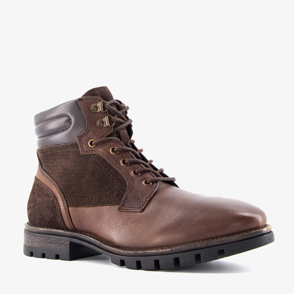 Van Beers leren heren veterboots bruin met suede