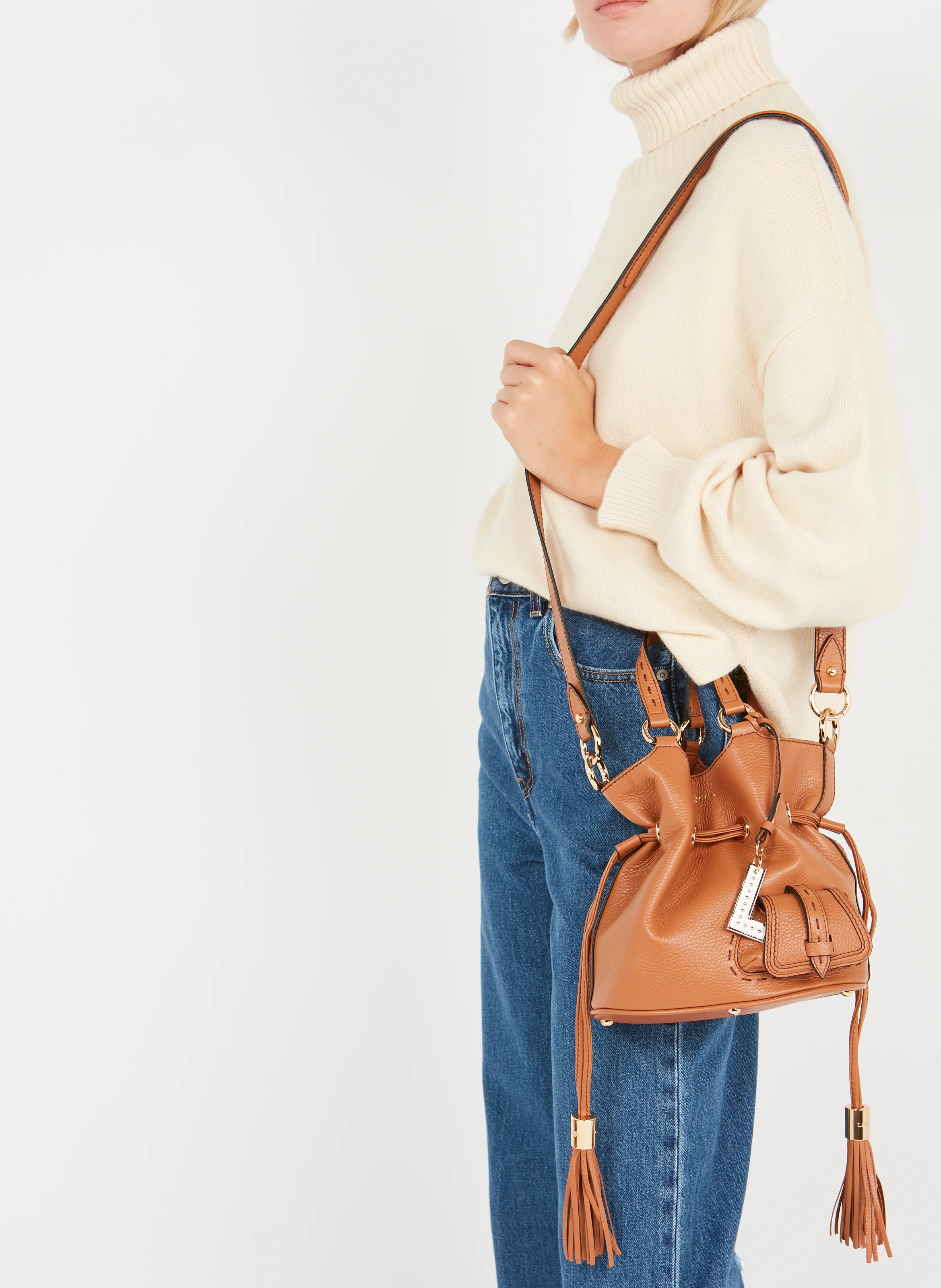 PREMIER FLIRT - Sac seau en cuir grainé | Marron