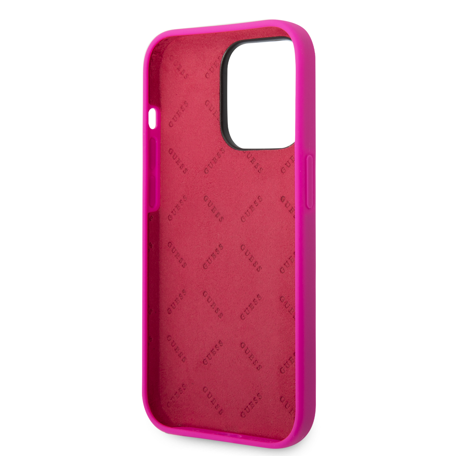 iPhone 14 Pro Silikon Hardcase Hülle Vintage Script (GUHCP14LSLSMF) - Pink / Gold