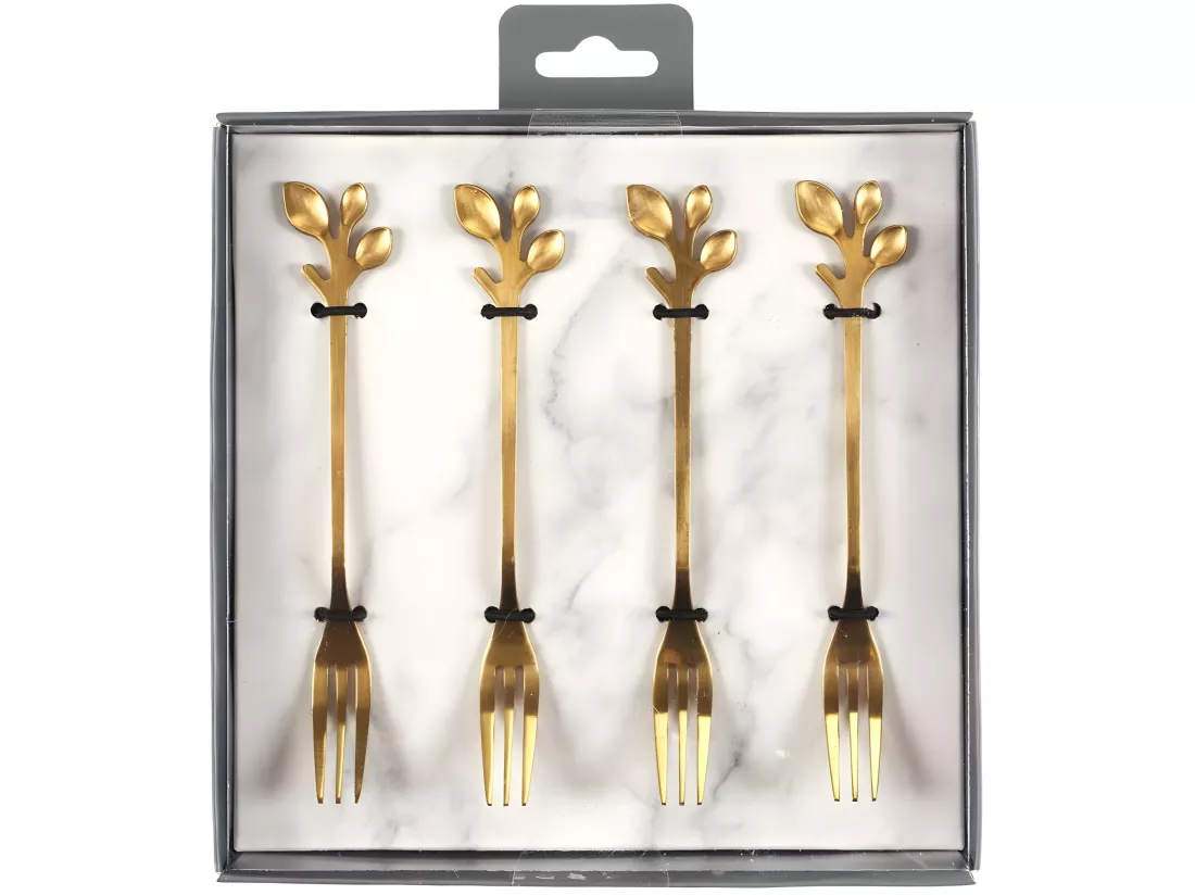Set de 4 fourchettes à dessert en métal doré Royal