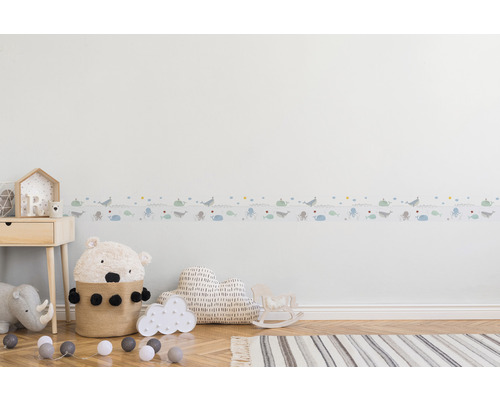 Zelfklevende rand 40375-9 Alleen rand Kraken Whales blauw 5 m x 15 cm