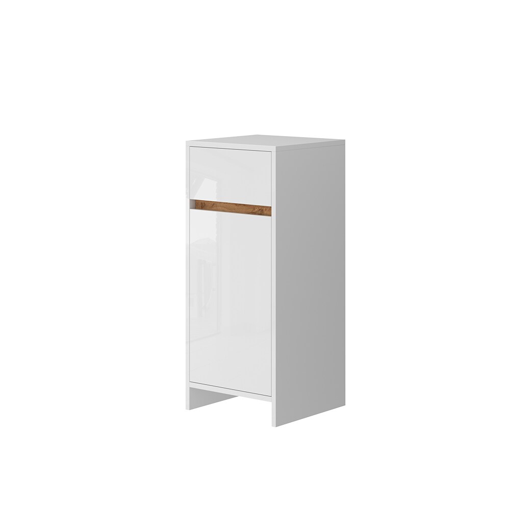 Vicco Midischrank Detmold Weiß Eiche 35 x 82 cm mit Tür und Schublade