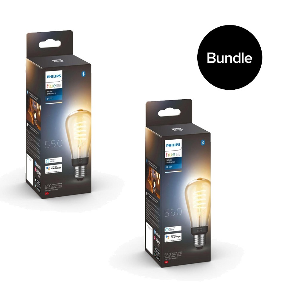 Philips Hue - 2xE27 Filament ST64 - White Ambiance - Bundle
