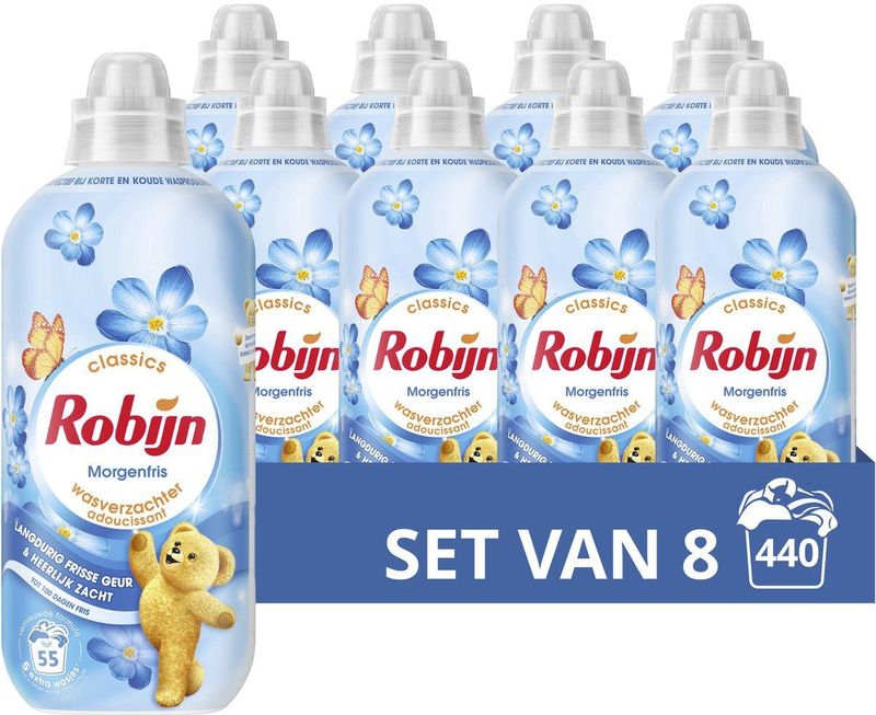 Robijn - Classics - Wasverzachter - Morgenfris - 8 x 55 wasbeurten - Voordeelverpakking